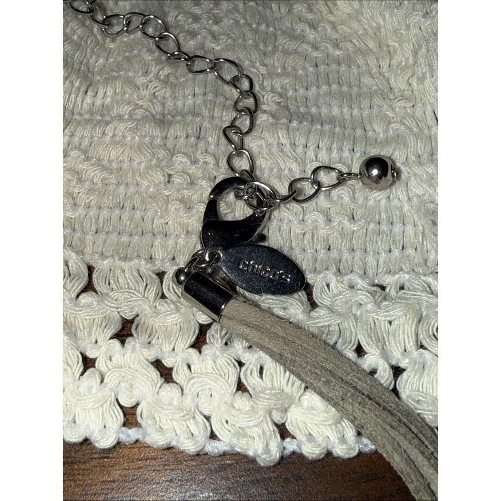Chicos Double Crescent Pendant‎ Necklace with Cord Chain - Picture 3 of 4